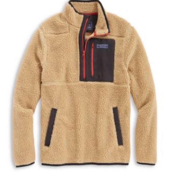Vineyard Vines Other - Vineyard Vines Camel Sherpa Pullover with Navy Pocket